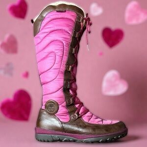 TIMBERLAND Crystal Mountain Knee High Pink and Brown Winter Boots Size 8 Women